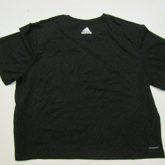 NWT Womens ADIDAS Black White Cropped W LIN SJ CROP T Casual Shirt - Picture 2 of 7